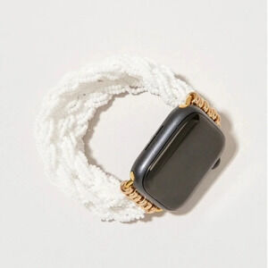 Apple Watch Nicky Twisted Seed White Bead Strap NWT